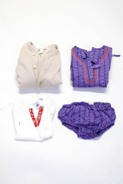 Petit Bateau Girls Dress T-Shirt One Piece Purple White 18-24M 2T Lot 4
