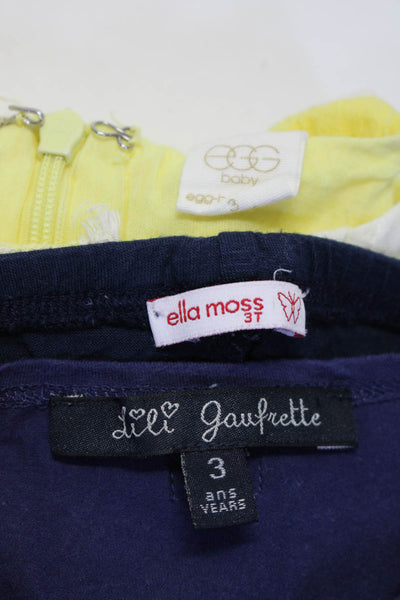 Lili Gaufrette Girls Leggings T-Shirt Sleeveless Dress Navy Yellow Size 3 Lot 3