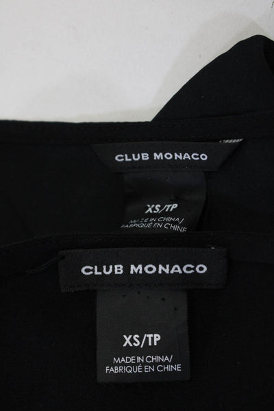 Club Monaco Womens Silk Boat Neck Long Sleeve Blouses Black Size XS Lot 2