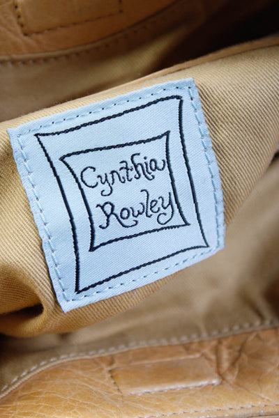 Cynthia Rowley Womens Double Braided Handle Studded Shoulder Handbag Brown