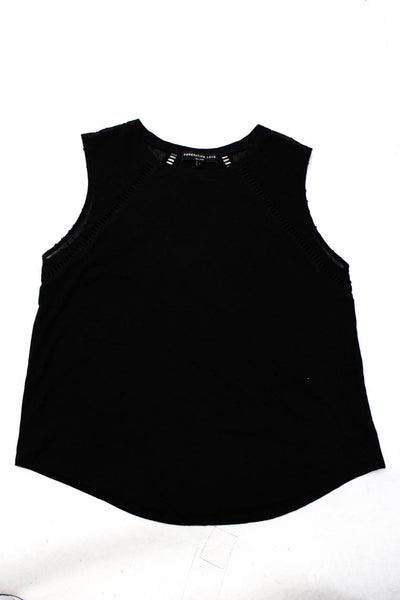 Generation Love Womens Linen Spotted Textured Tank Tops Black Size L Lot 2