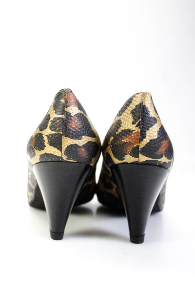 Stuart Weitzman Womens Leopard Print Cone Heel Pumps Gold Size 7