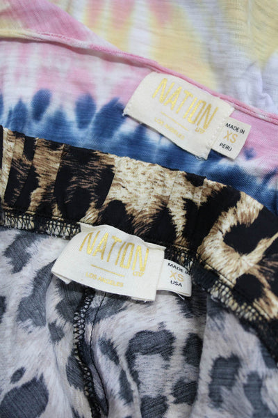 Nation LTD Womens Cotton Tie Dye Leopard Print Skirt Multicolor Size S Lot 2
