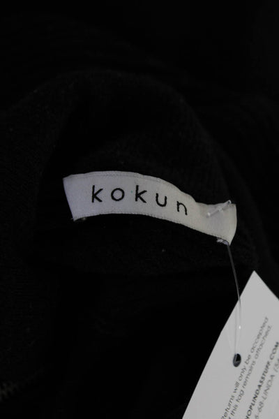 Kokun Womens Wool Split Hem Full Zip Turtleneck Poncho Black Size XS