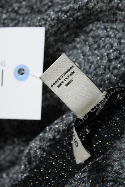 Autumn Cashmere Womens Metallic Knit Leopard Knit Crew Neck Sweater Gray Size S