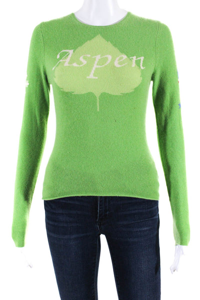 Christopher Fischer Womens Cashmere Knit Aspen Crew Neck Sweater Green Size XS