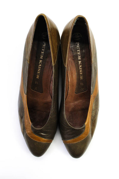 Peter Kaiser Womens Patchwork Darted Colorblock Block Heels Brown Size 8.5