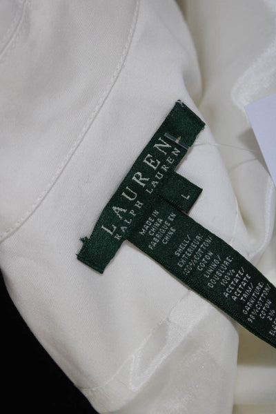 Lauren Ralph Lauren Womens Collared Blazer Jacket White Black Size L