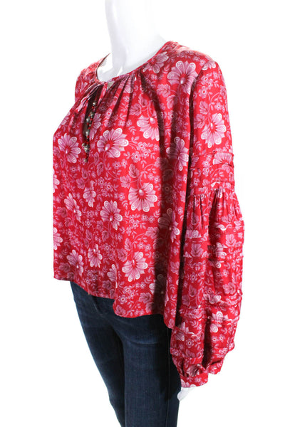 The Kooples Women's Floral Long Sleeve Blouse Red Size 1