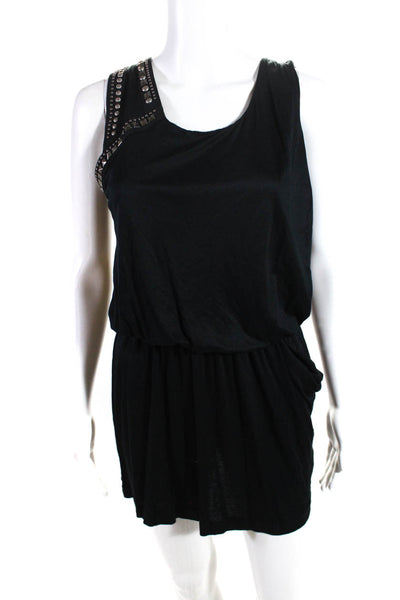 La Perla Women's Studded Sleeveless Blouson Mini Dress Black Size IT. 42