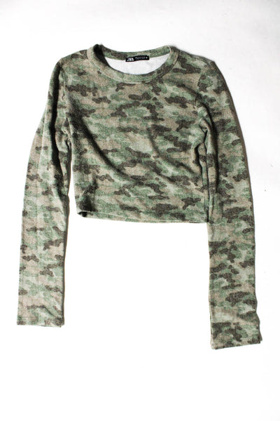 Zara Women's Tops Crewneck Sweater Gray Green Size S M Lot 3