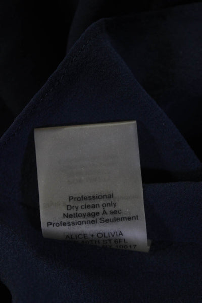 Alice + Olivia Womens Silk Ruffled Empire Waist Strapless Dress Navy Blue Size 2
