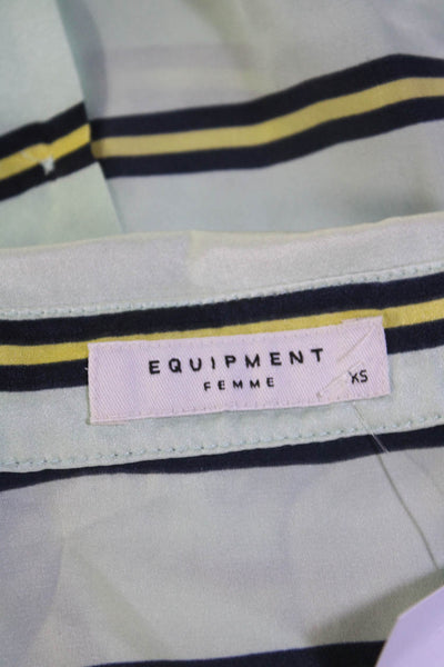 Equipment Femme Womens Silk Buttoned Collared Tank Top Blouse Green Size XS