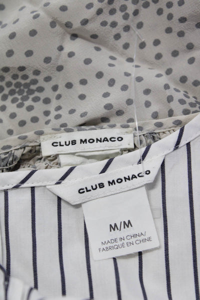 Club Monaco Womens Cotton Striped Abstract Tops White Size XS M Lot 2