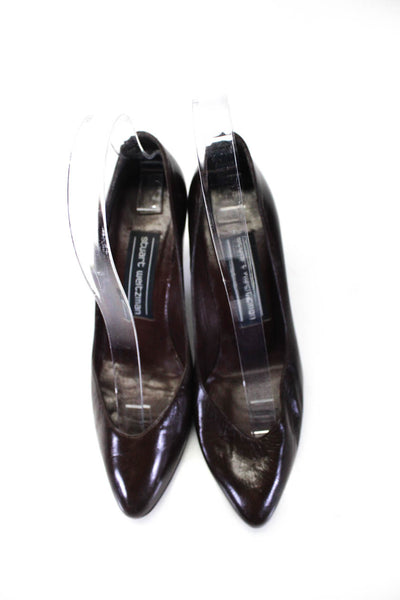 Stuart Weitzman Women's Leather Pointed Toe High Heel Pumps Brown Size 5.5