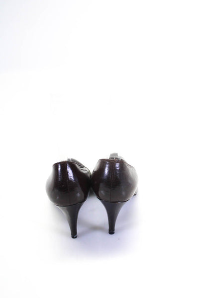 Stuart Weitzman Women's Leather Pointed Toe High Heel Pumps Brown Size 5.5
