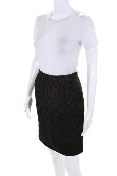 BCBG Max Azria Womens Animal Print Slit A Line Color Block Skirt Brown Size 2