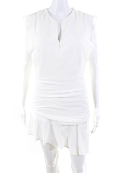 Ba&Sh Womens Ruched Asymmetrical Sleeveless Dress Ivory White Size 8US