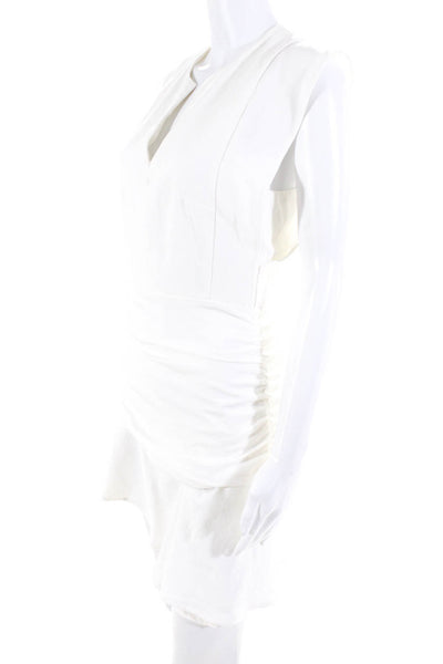 Ba&Sh Womens Ruched Asymmetrical Sleeveless Dress Ivory White Size 8US