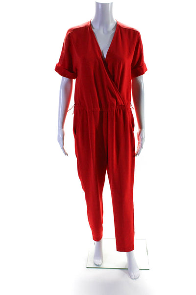 Trina Turk Womens Red Wrap Jumpsuit Size 4 12241203
