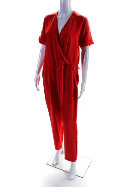 Trina Turk Womens Red Wrap Jumpsuit Size 4 12069638