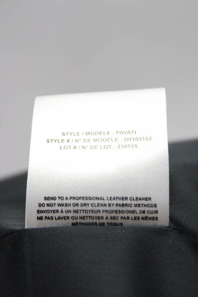 Theory Women's Leather Asymmetric Zip Moto Jacket Gray Size 8
