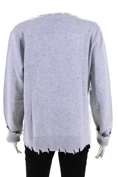 Fate. Women's Distressed Crewneck Pullover Sweater Gray Size L