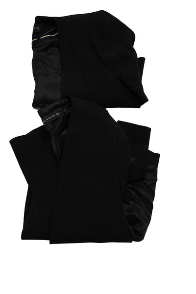 Zara Woman Womens Solid Faux Pocket Cropped Open Back Blazer Black Size M Lot 2