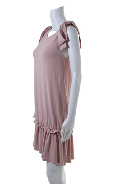 RED Valentino Womens Jersey Knit Ruffled Drop Waist Dress Pink Size S