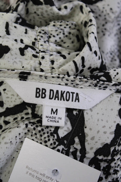 BB Dakota Womens Satin Snakeskin Printed 3/4 Sleeve Crop Jumpsuit White Size M