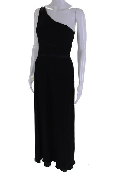 David Meister Womens Side Zip One Shoulder Full Length Dress Black Size 2