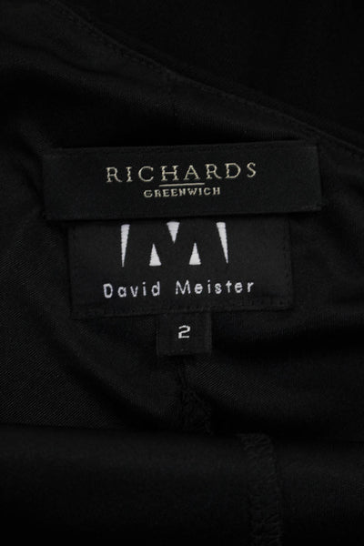 David Meister Womens Side Zip One Shoulder Full Length Dress Black Size 2