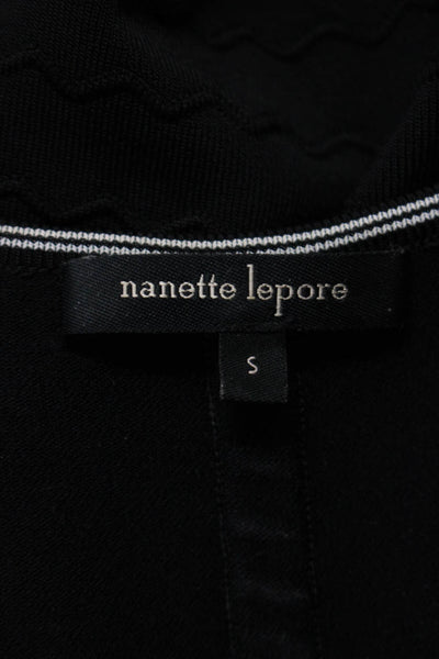 Nanette Lepore Womens Half Sleeve Square Neck Knee Length Knit Dress Black Small