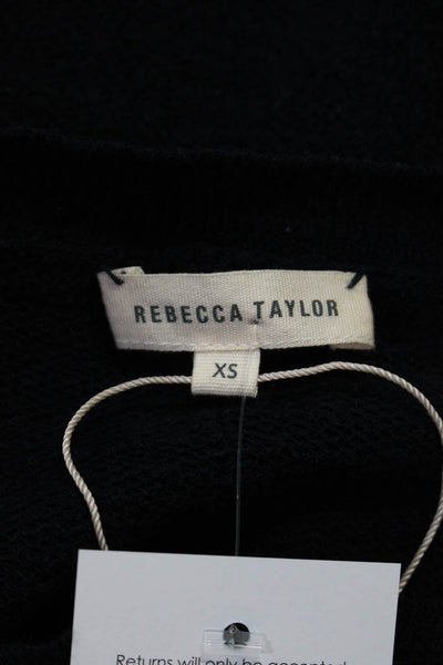 Rebecca Taylor Women's Open Knit Short Sleeves Sweater Blue Size XS