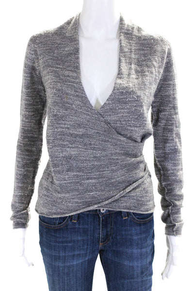 Brochu Walker Women's long Sleeves Wrap Front Sweater Gray Size S