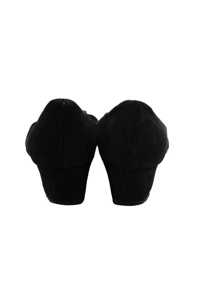 Tahari Women's Suede Embroidered Block Heels Black Size 7.5