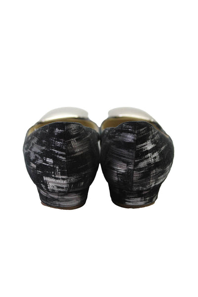 Rupert Sanderson Women's Marble Velvet Flats Black Size 6.5
