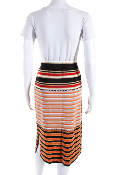 Marni For Uniqlo Womens Knee Length Striped Pencil Skirt Orange Brown Pink Large