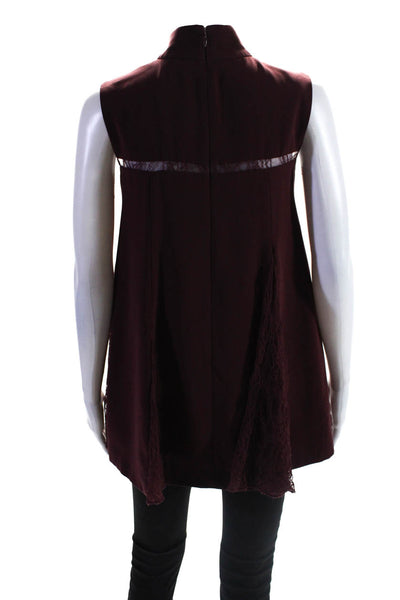 ADEAM Womens Burgundy Lace Godet Top Size 0 10633846