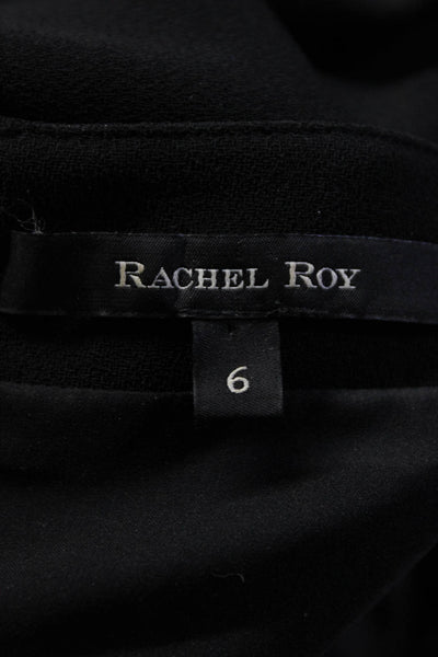 Rachel Comey Womens Cap Sleeve Scoop Neck Leather Trim Shift Dress Black Size 6