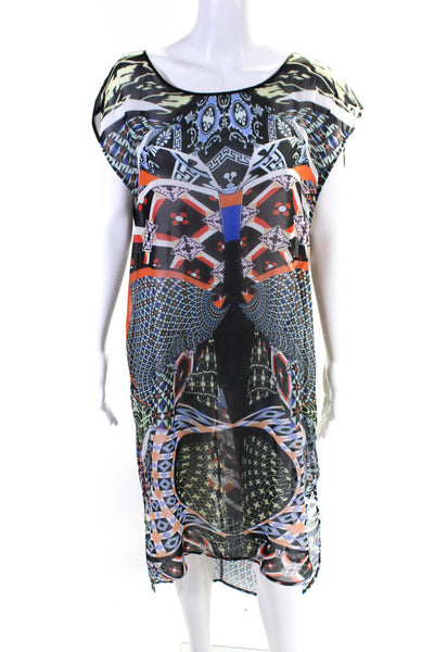 Clover Canyon Womens Sheer Abstract Geometric Side Split Midi Dress Size Medium