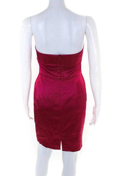 David Meister Womens Back Zip Strapless Mini Sheath Dress Fuschia Size 2