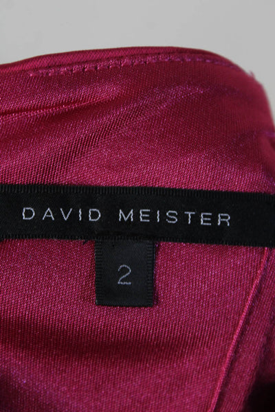 David Meister Womens Back Zip Strapless Mini Sheath Dress Fuschia Size 2