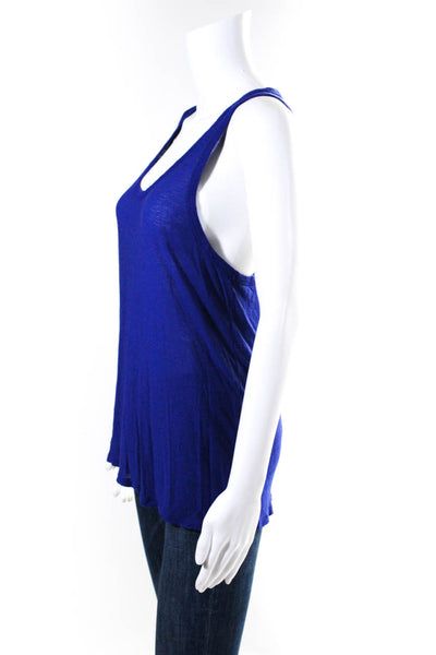 T Alexander Wang Womens Scoop Neck Solid Tank Top Blue Size Small