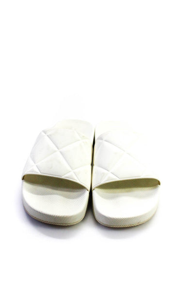 Bottega Veneta Womens Quilted Textured Rubber Slides Sandals White Size 37 7