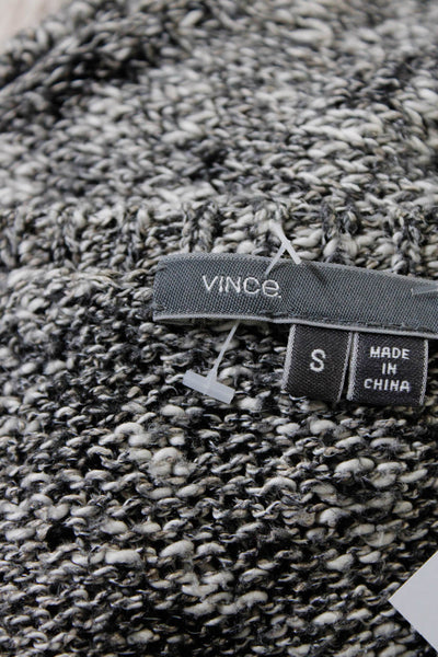 Vince Womens Linen Cotton Knit Scoop Neck Long Sleeve Sweater Black Size S