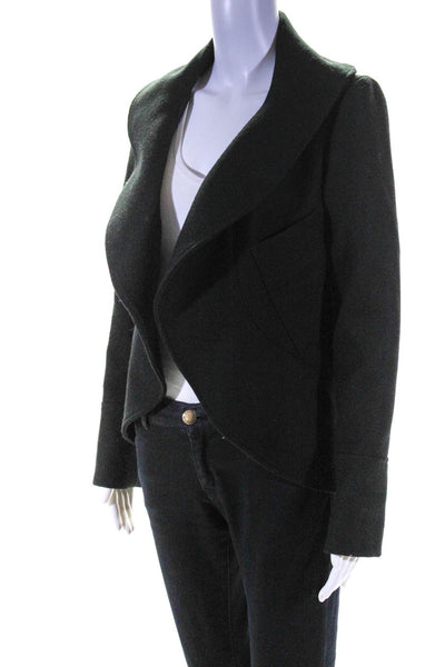 Elizabeth and James Womens Solid Open Front Ruffle Jacket Black Size Small