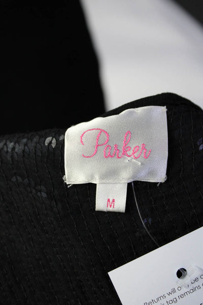 Parker Womens Sequin Sleeveless Tank Top Blouse Dark Blue Size Medium