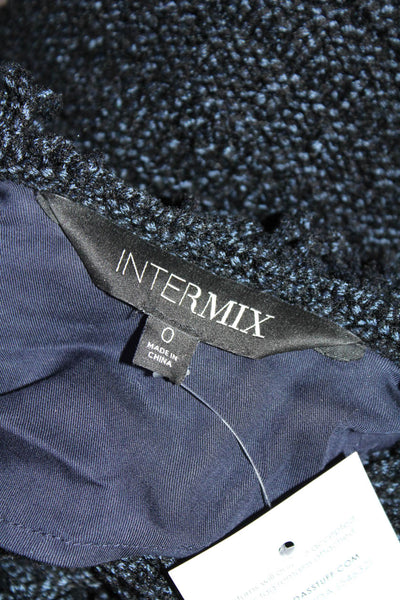Intermix Womens Open Front Knit Fringe Cardigan Sweater Blue Size 0