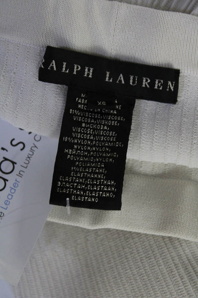 Ralph Lauren Black Label Womens Ribbed Knit Knee Length A Line Skirt White XS
